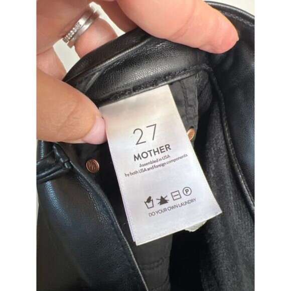 NEW Mother The Insider High Rise Flood Soft Faux Leather Pant Black Size: 27 - Picture 6 of 8